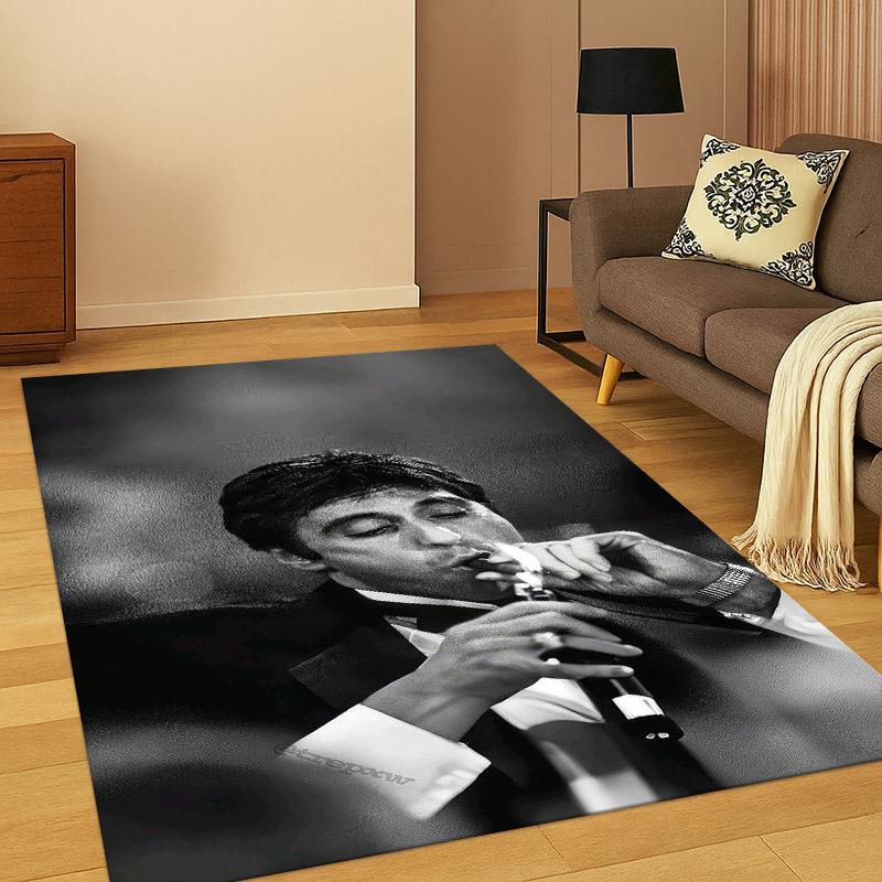 3D Scarface Classic Movie Tony Carpet Rug for Bedroom Living Room Sofa Playroom Doormat Home Decor,Kid Game Area Rug Non-slip