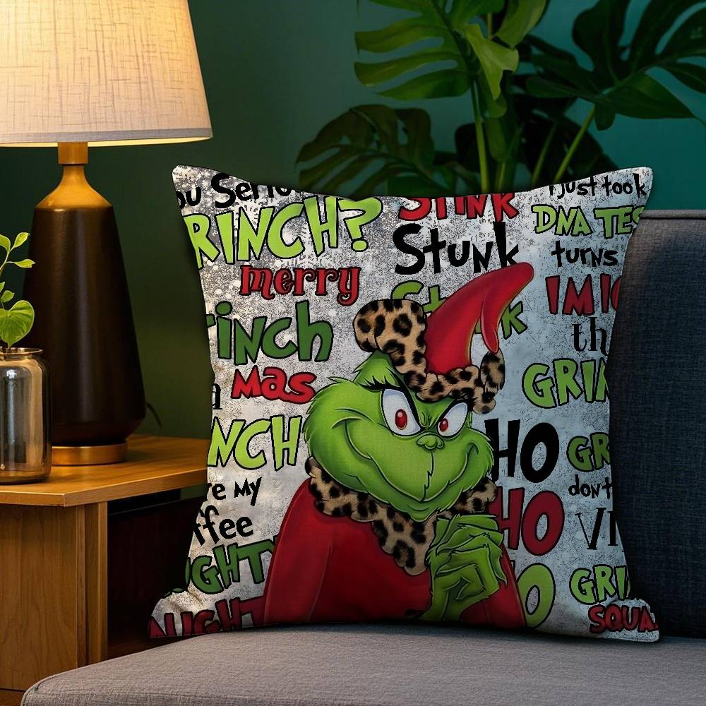 

Christmas TThe GGrinCchsS Pillow Case Plush Fabric Soft Double Sided Print Sofa Cushion Cover Throw Pillow Covers 30x30cm