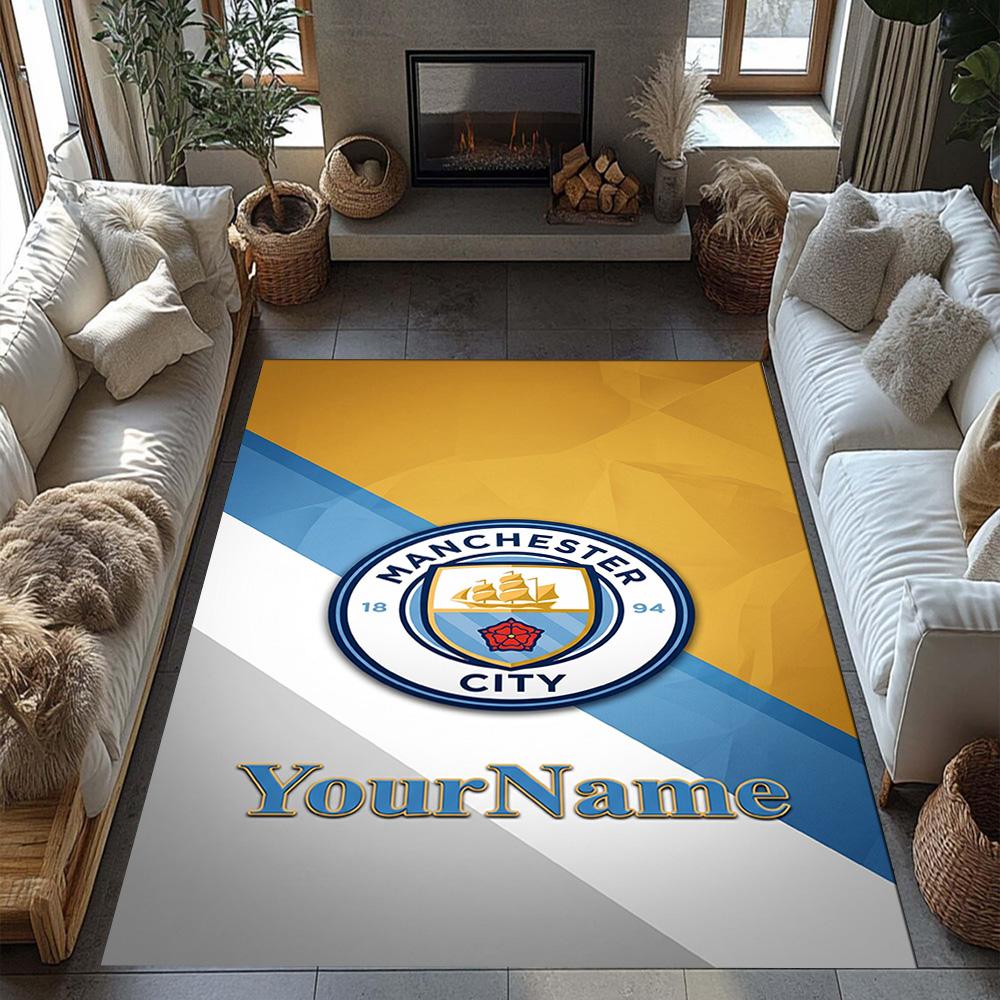 Manchester City Customized Name Area Rug Perfect for Entryway Hallway Decorate room Playrooms Anti-slip Rug Anime Office Decor Birthday/Christmas Gift