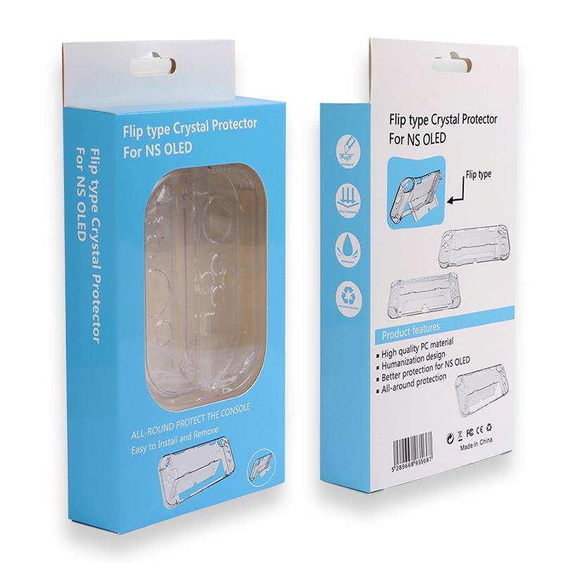 For Nintendo Switch OLED Protector Transparent Hard PC Case with Kickstand