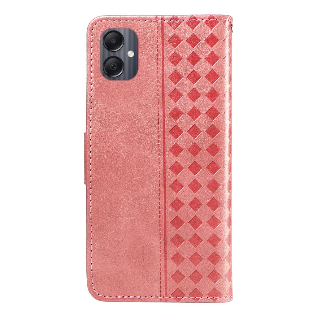 For Samsung Galaxy A07 4G/A06 4G/A06 5G Leather Case Wallet Stand Grids Imprinted Phone Cover with Strap