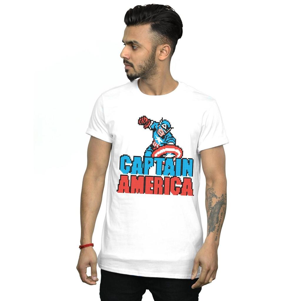 Marvel Mens Captain America Pixelated T-Shirt