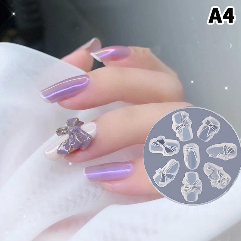Carved DIY, UV Gel Nail Polish, Acrylic Crystal Nails Template 3D Carving Silicone Mold for Nail Stamping, Nail Art, Candy Bow