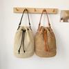 Summer Straw Shoulder Bags Drawstring Women'S Hand-Woven Bucket Bag Raffia Woven Handbags Casual Tote Ladies Beach Crossbody Bag Quality