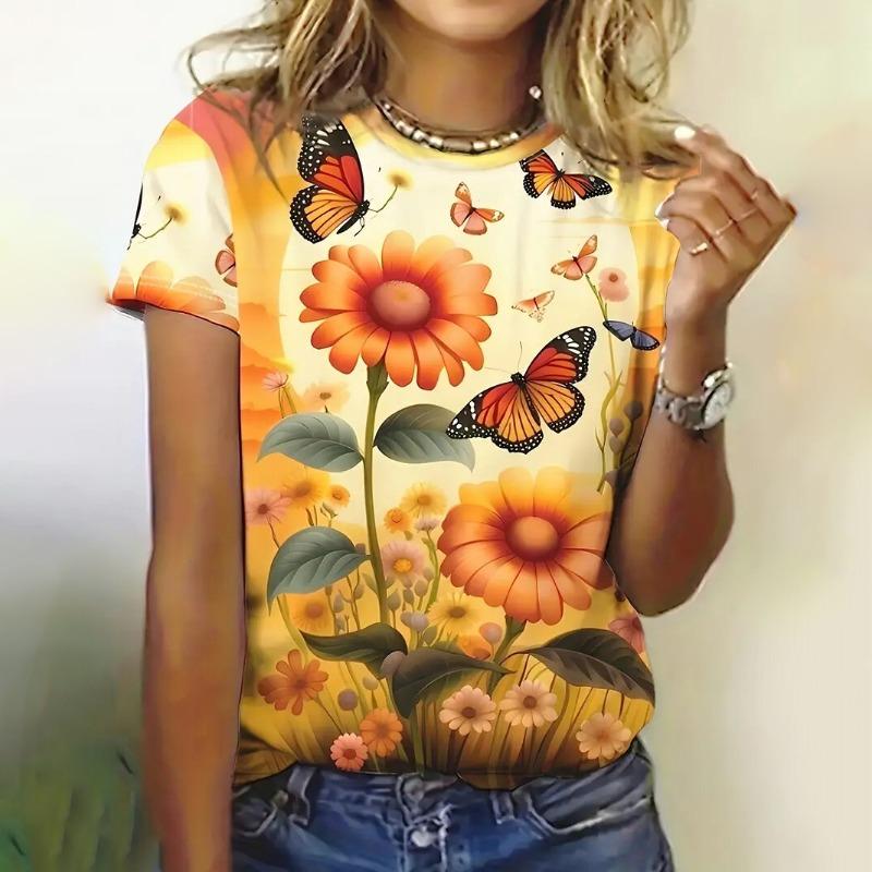 Summer Fashion Flower Rose 3D Printed T-shirt