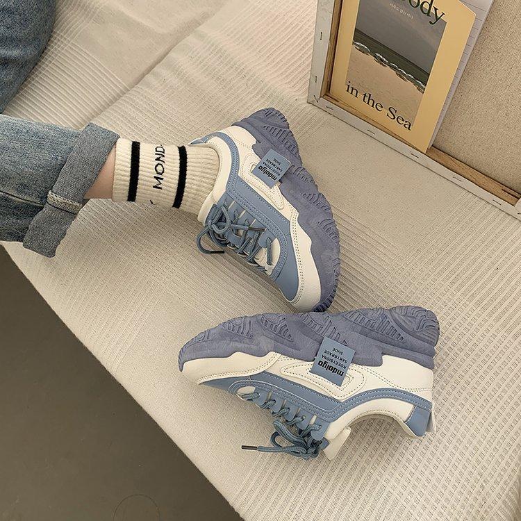Dad Shoes Women's  Autumn New Rubber Soft Bottom Color Matching Wave Bottom Lightweight Casual Sneaker Children Mixed Batch