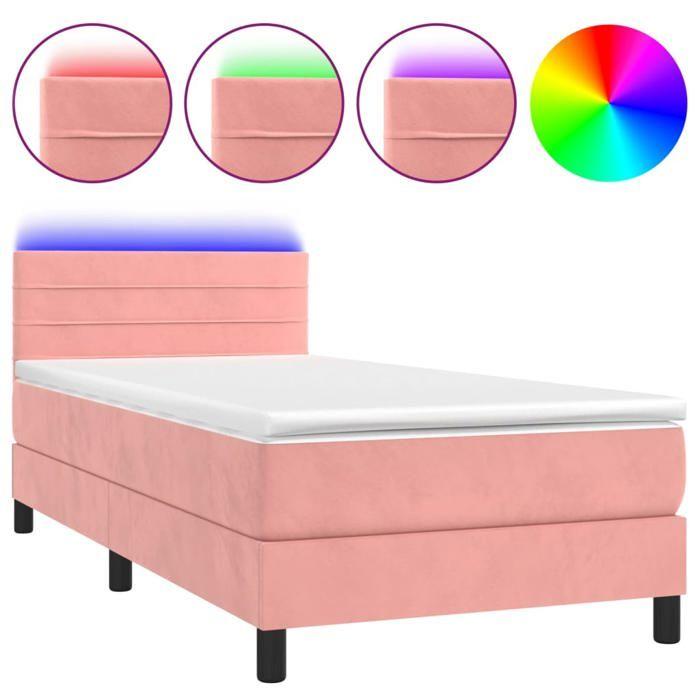 VidaXL Sommier à Lattes de Lit avec Matelas et LED, Lit Rembourré, Lit Simple, Lit Adulte de Chambre à Coucher Intérieur, 3134452