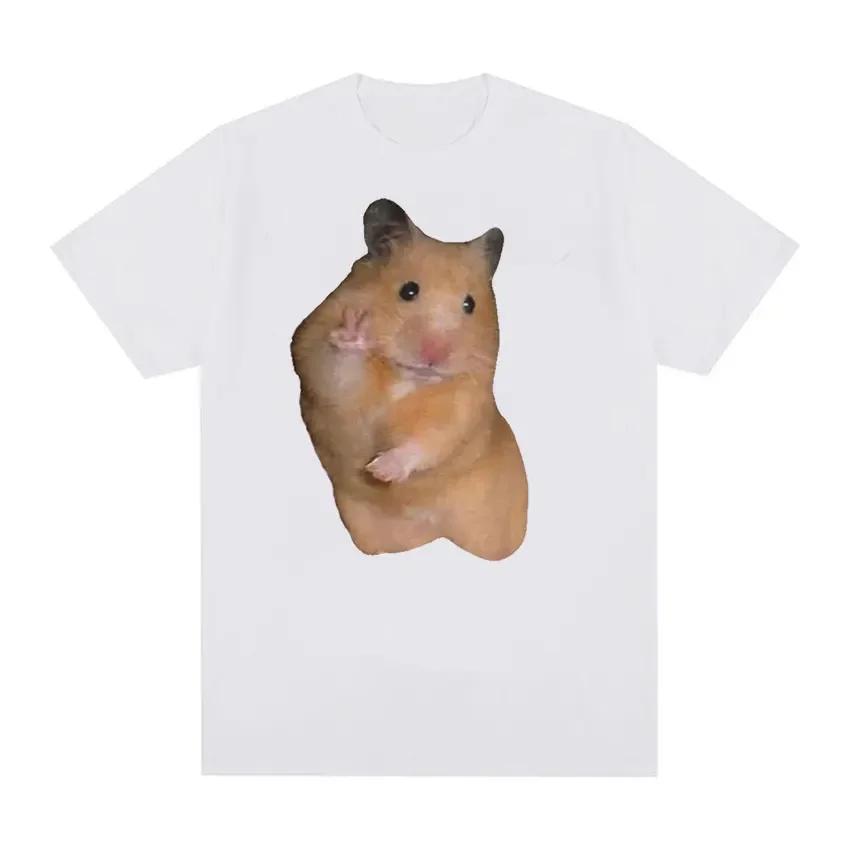 New Arrival Mens Clothes Tee Shirt Homme Graphic TShirts Tshirt for Men Ropa Hombre Cute Peace Hamster Funny Meme Camisetas