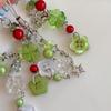 Fashionable Four Leaf Grass Keychain Button Inspired Beaded Charm Hanging Pendant Korean Style Decoration