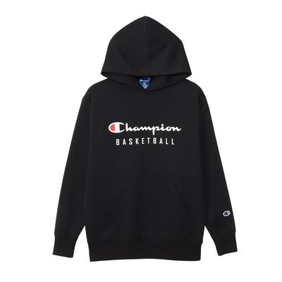 Long Quick Script Mini Hooded Black [Champion] CK-YB115 Sweatshirt, Kids, Sleeve, Dry, Logo, Sweatshirt, Basketball,