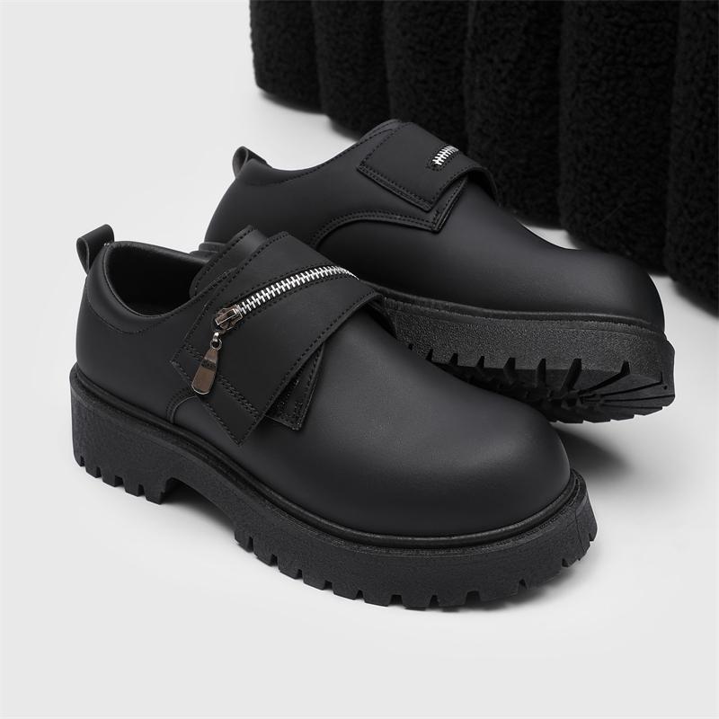 Fashion Student Shoe Office Loafers Black Shoes Kerae Fashion Thick Bottom Men's Business Patent Leather Shoe Slip-on Tassel Shoes