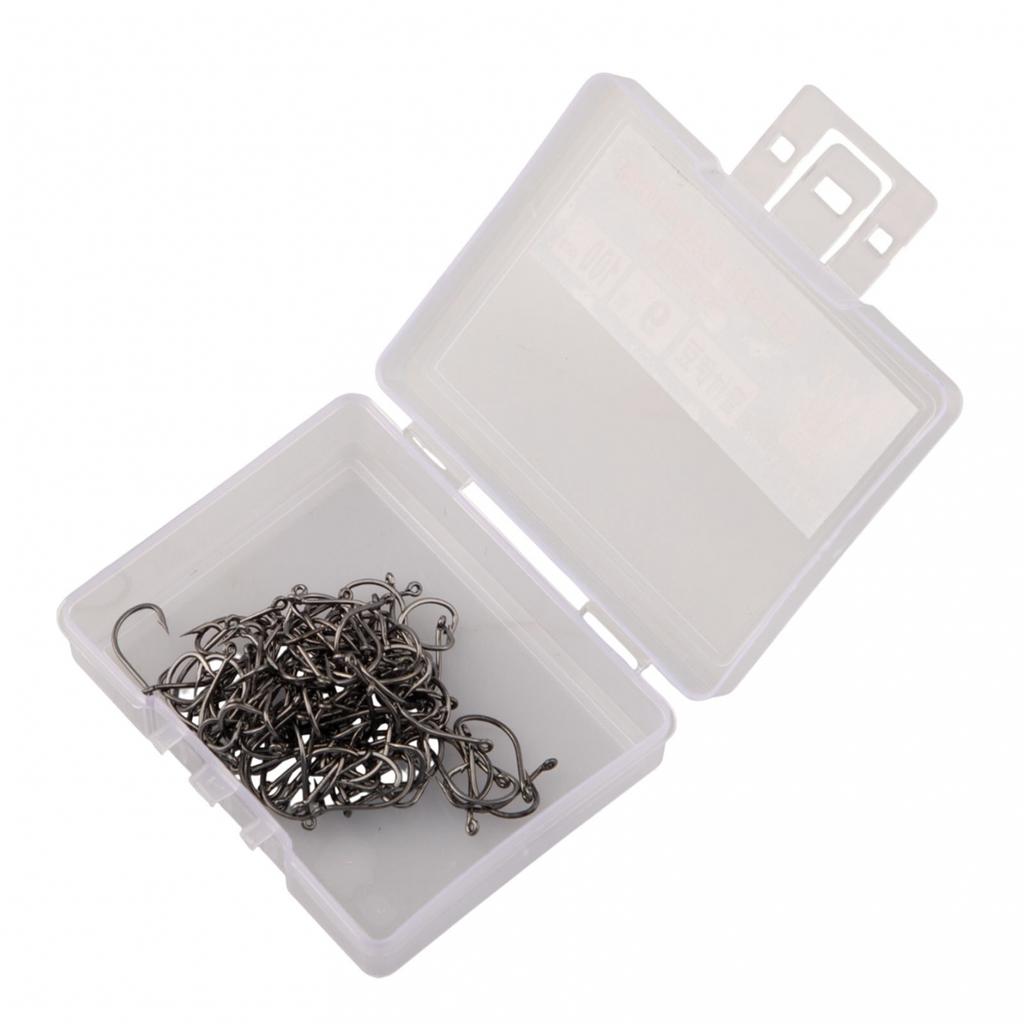 5#-15# Fish Hook Box Black Crooked Mouth High Carbon Steel Hook With Barb