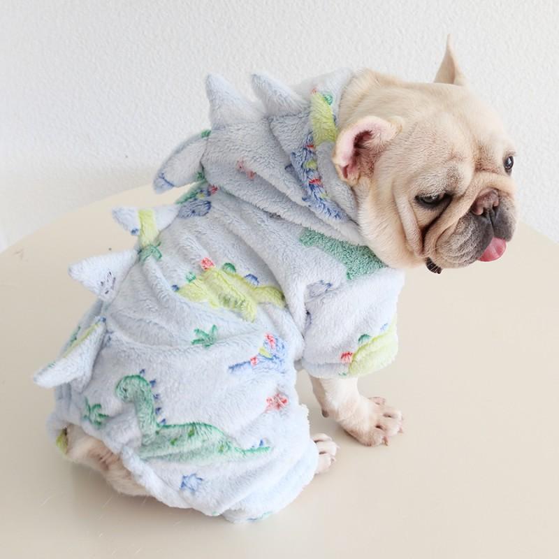 Petstyle French Bulldog Soft Dinosaur Fleece Pajamas Pet Clothes English Pug Corgi