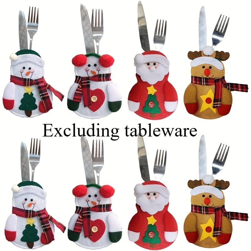 Christmas Cutlery Bags - Knifes Forks Tableware Decor Storage Bag,Suitable for Home Dinner Table,Christmas Xmas Party Decoration