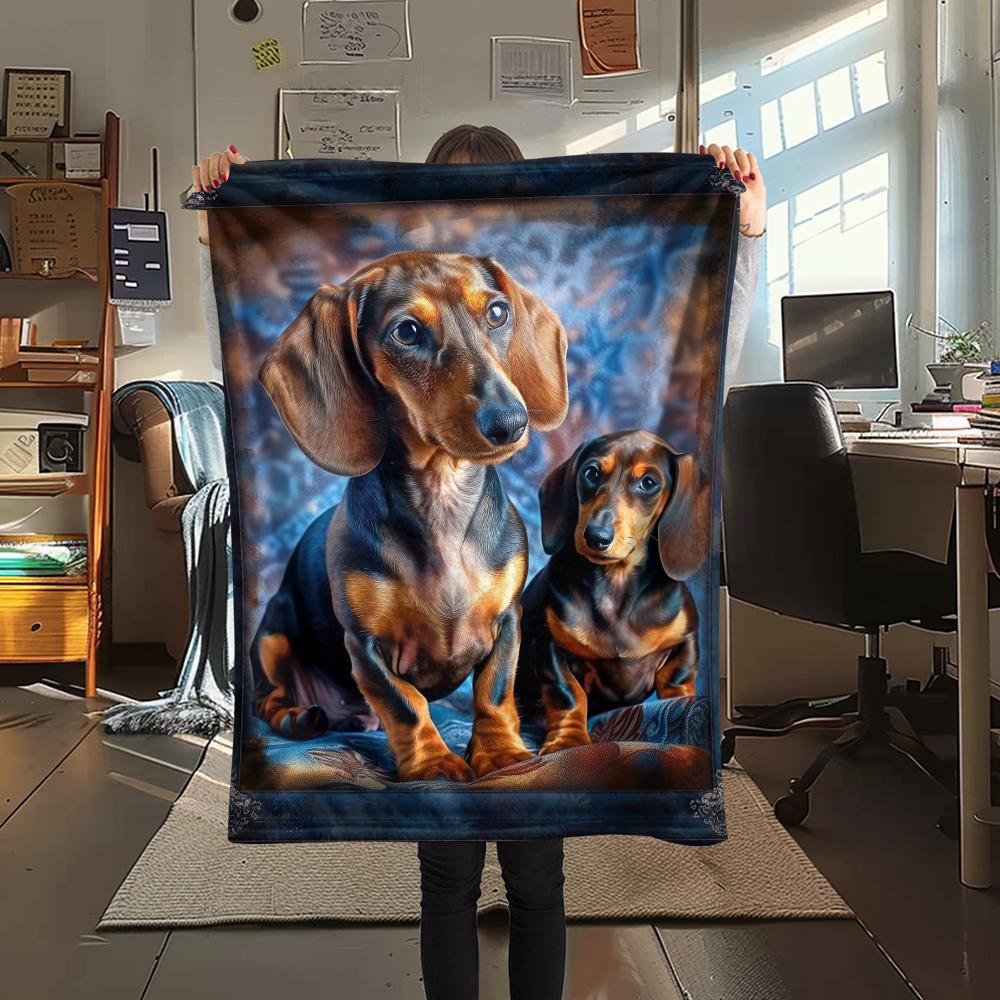 

1Pc Dachshund Puzzle Print Flannel Blanket, High quality Comfortable for All Seasons, Home Decor, Warmth and Comfort, Perfect for Christmas Gifts 80cm x 120cm