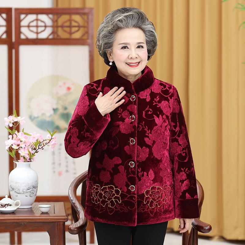 

Жіноча тепла зимова тепла вишивка на гудзиках, тепла вінтажна коротка куртка великого розміру 5XL