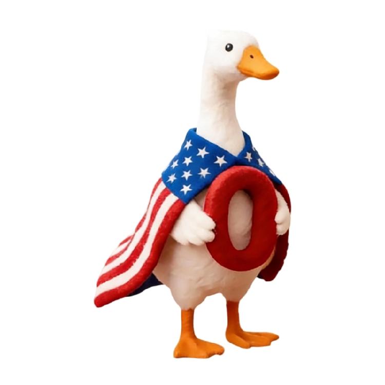 Patriotic Resin Geese Statue Hand Painted Geese Figure Independence Day Festival Decoration For July Fourth Celebration