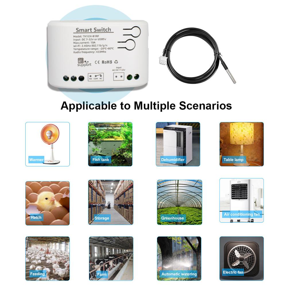 eWeLink WiFi Switch 10A 2200W Wireless Control with Power Consumption Monitoring Temperature and Humidity Thermostat Alexa