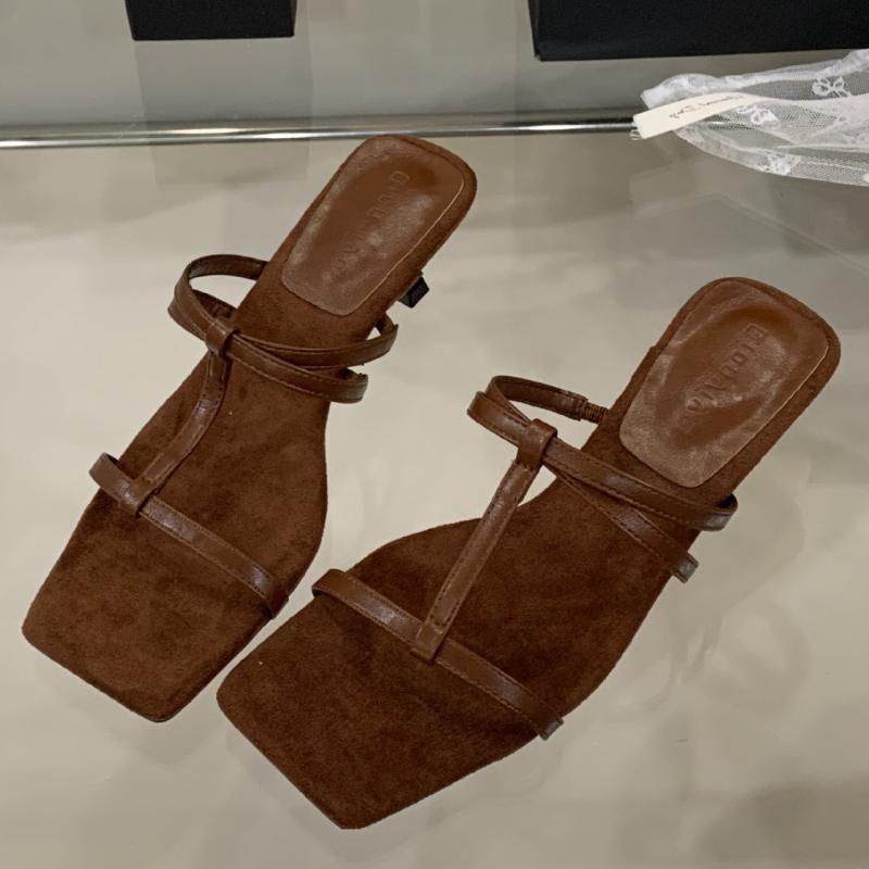 Fashion Sexy Square Toe T -tied Women Sandals Summer Open Toe Hollow Slide Sandals Fashion Thin Heel Comfortable Casual Designer Shoes