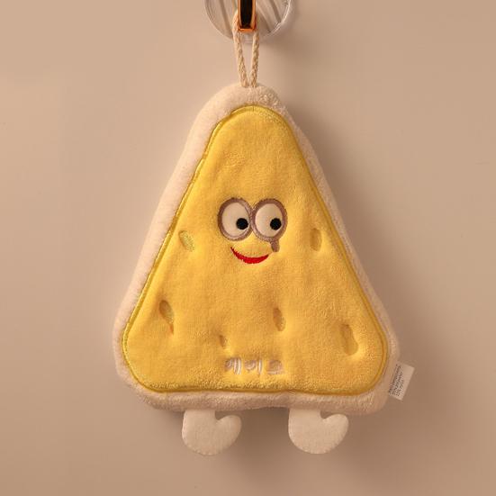Hand Towel with Lanyard Design, Quick Absorbent Hanging Hand Towel, Cartoon Cheese Toast Design Bathroom Towel for Home Use