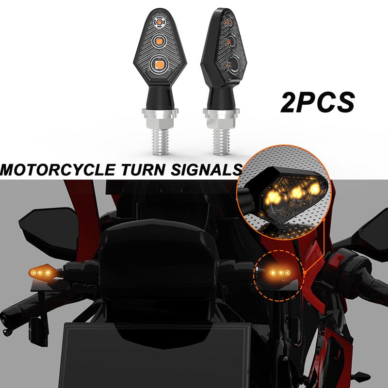 2Pcs Motorcycle Led Turn Signal Light Ip65 Waterproof Motorcycle Led Turn Signal Indicator 3 Led 12V Motorbike Accessories Onesize