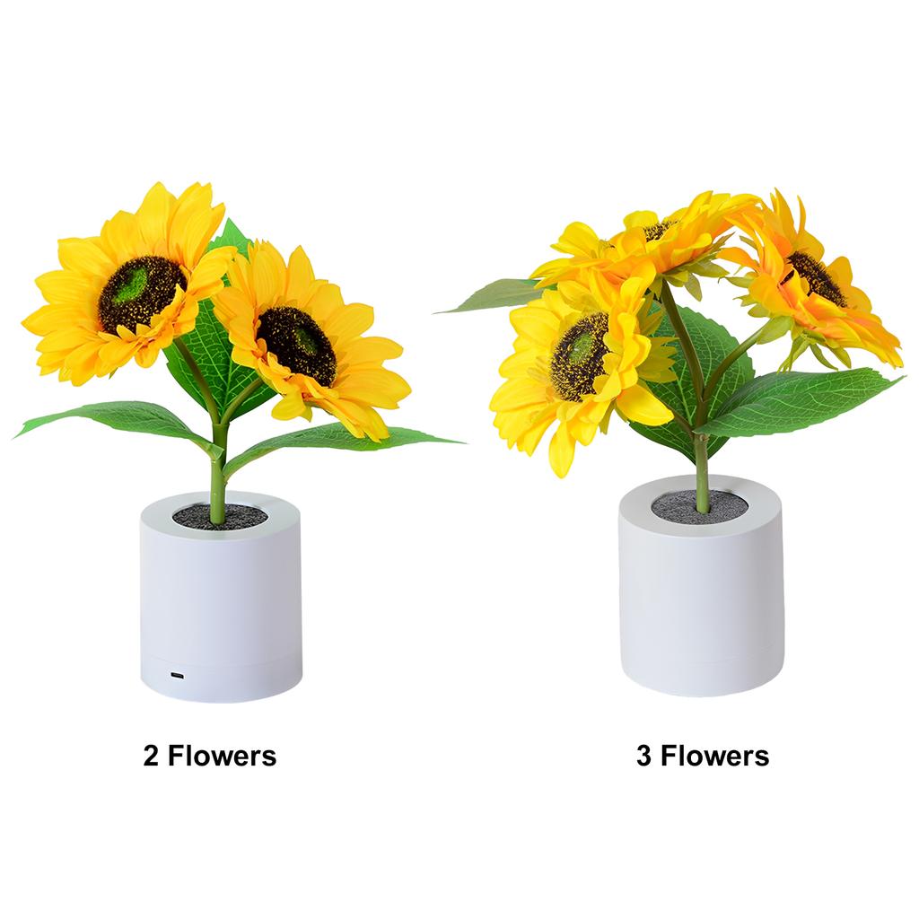 Funkelnder Baum Sonnenblume 2-Farben-Dimmlicht Kleine Sonnenblumen-Nachtlampe USB-Aufladung 3D Realistisch für Frauen Mama Schwester Freundin