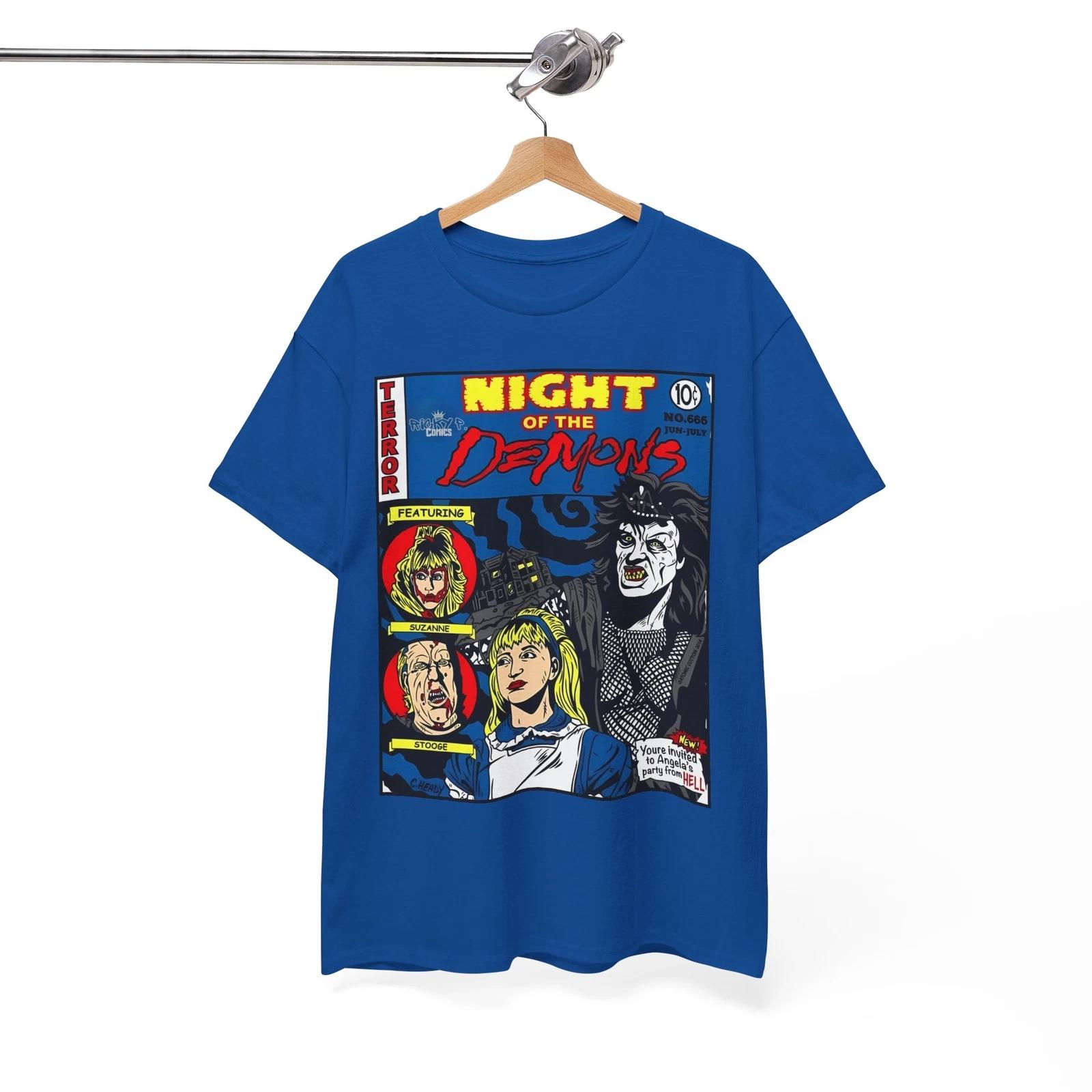 Night Of The Demons 1988 Horror Ricky P Comics 100% Cotton T-shirt Mens Tees Top Unisex Heavy Cotton Tee L