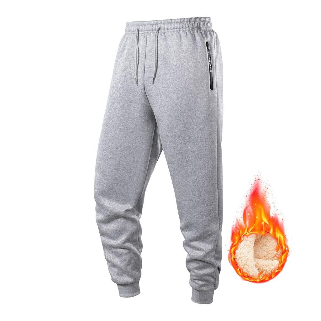Men's Solid-color Casual Sportswear Skinny Pants, Men's Fleece Warm Drawstring Loose Sweatpants
