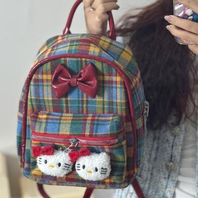 New Red Plaid Portable Casual Cute Backpack Girls Student Backpack Women