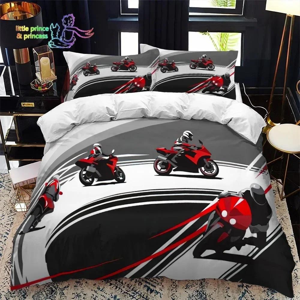 Motorradfahrer 3D Bettbezug Bettwäscheset Bettdecke Leinen Kissenbezüge Heimdeko Einzel Doppel Twin King Queen
