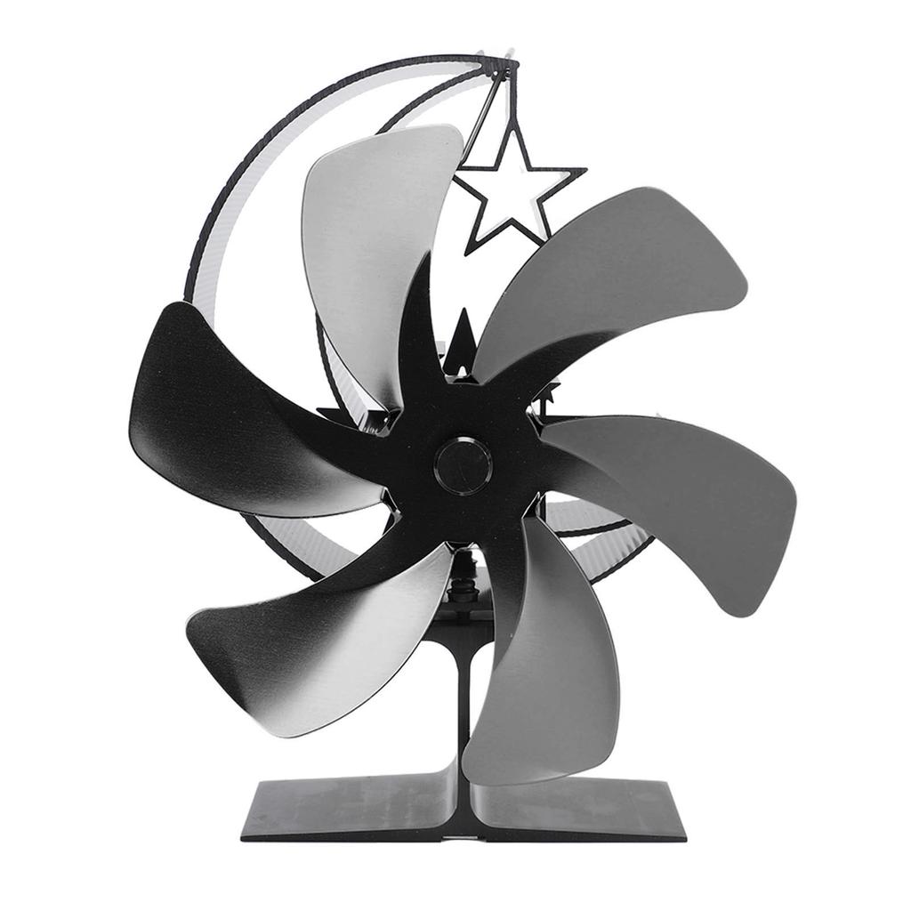 Ofenventilator 6 Flügel Kaminventilator Wärmegetrieben Schnelle Windzirkulation Halbmondmuster Thermoelektrisch