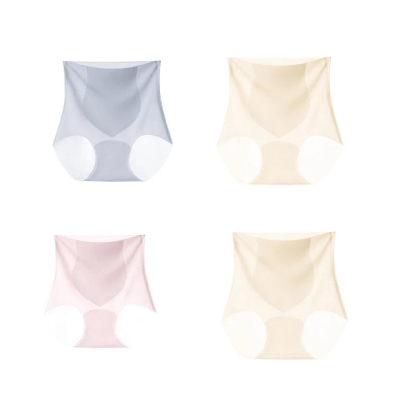 4Pcs/set Seamless Women Panties High Waist Ice Silk Quick-drying Underwear Ladies Summer Ultra-thin Panties Women Fitness Briefs