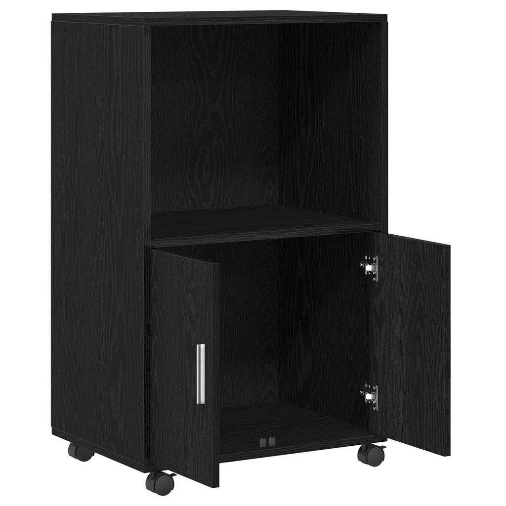 Open Storage Locker, Black Movable Storage Cabinet with Wheels, 2-tier Storage, with Double Door Storage Space, 55x40x91 Cm