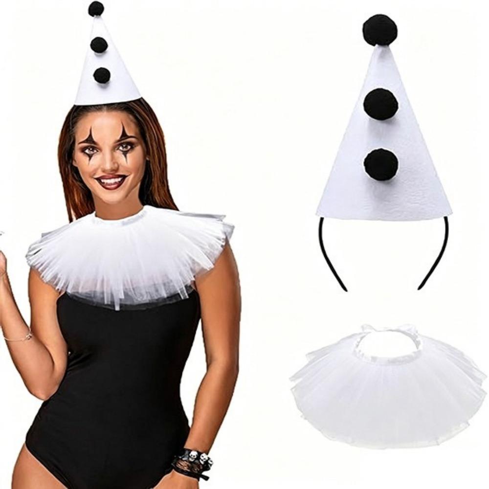 Set 2 Pezzi Fascia Testa da Clown Leggera Papillon Mantello Collare Finto Mantello Set Costume per Giochi di Ruolo Oggetti di Scena per Giochi di Ruolo
