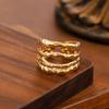 Stainless Steel Multi Layer Hollow Wide Rings for Women Men Classic Retro Texture Chunky Opening Rings Party Jewelry Accessories