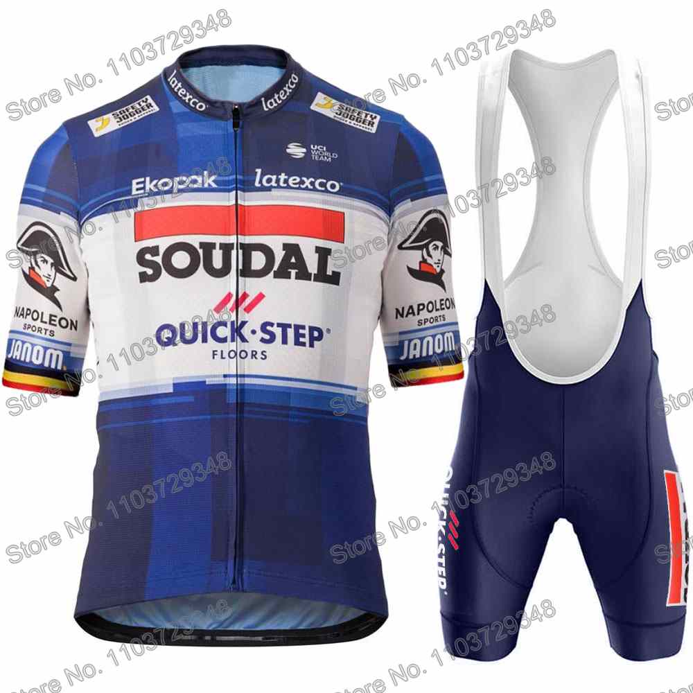 Soudal Quick Step Cycling Jersey Men's Set Summer Cycling Clothing Road Race Bike Shirt Suit MTB Women Bicycle Bib Shorts