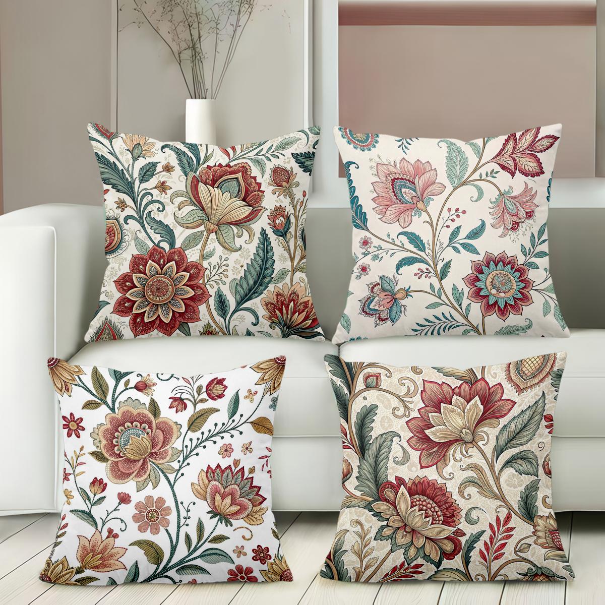 Panika Chen Unisex Floral Patterned Throw Pillows For Home Decoration Polyester Pillowcase, Sofa Decorative Cushion Cov Headboard Pillow