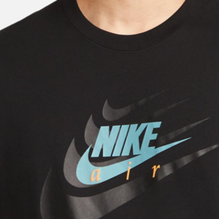 Nike Multi-Logo Solid Color Casual Crew Neck T-Shirt Men Tops Black DR0998-010