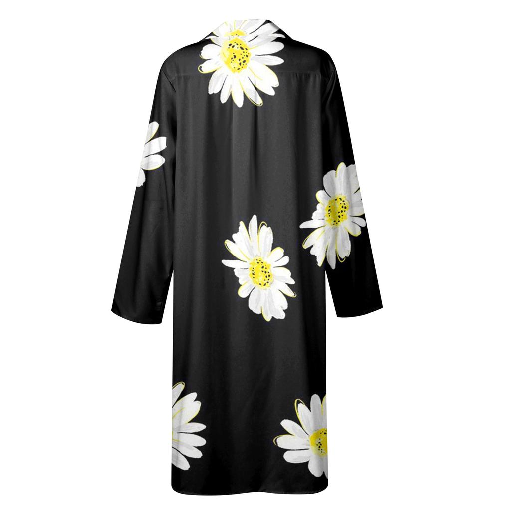 Fashion Women's Printed Blouse Loose Holiday Shirt Long Sleeve Dress