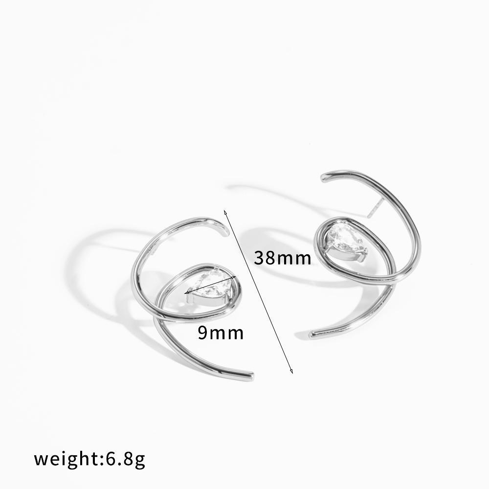 Minimalist Stainless Steel Geometric Earrings With Irregular Lines For Women Fashion Accessories