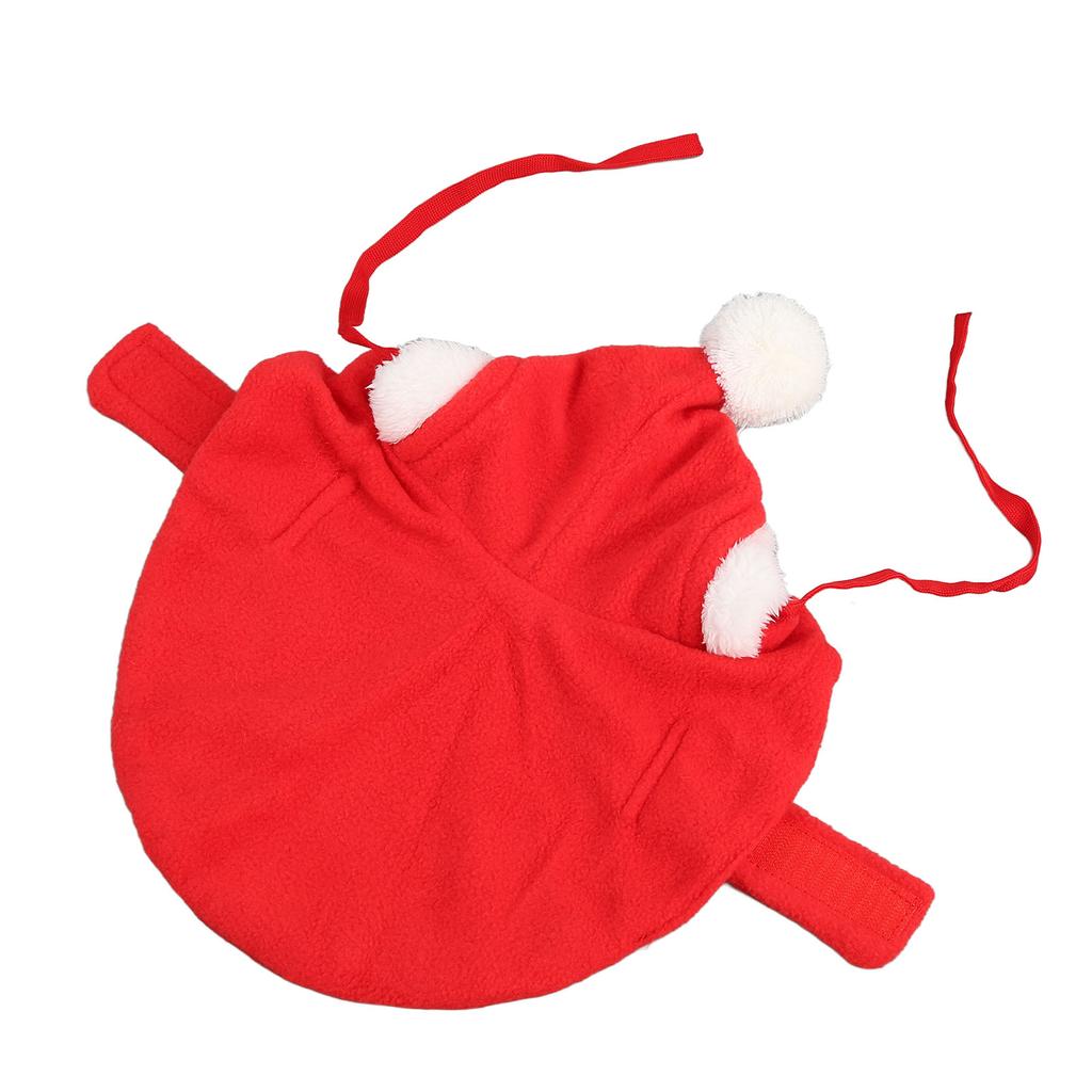Pet Christmas Cloak Warm Soft Skin Friendly Cute Hooded Dog Cape Apparel for Puppy Cat Red L