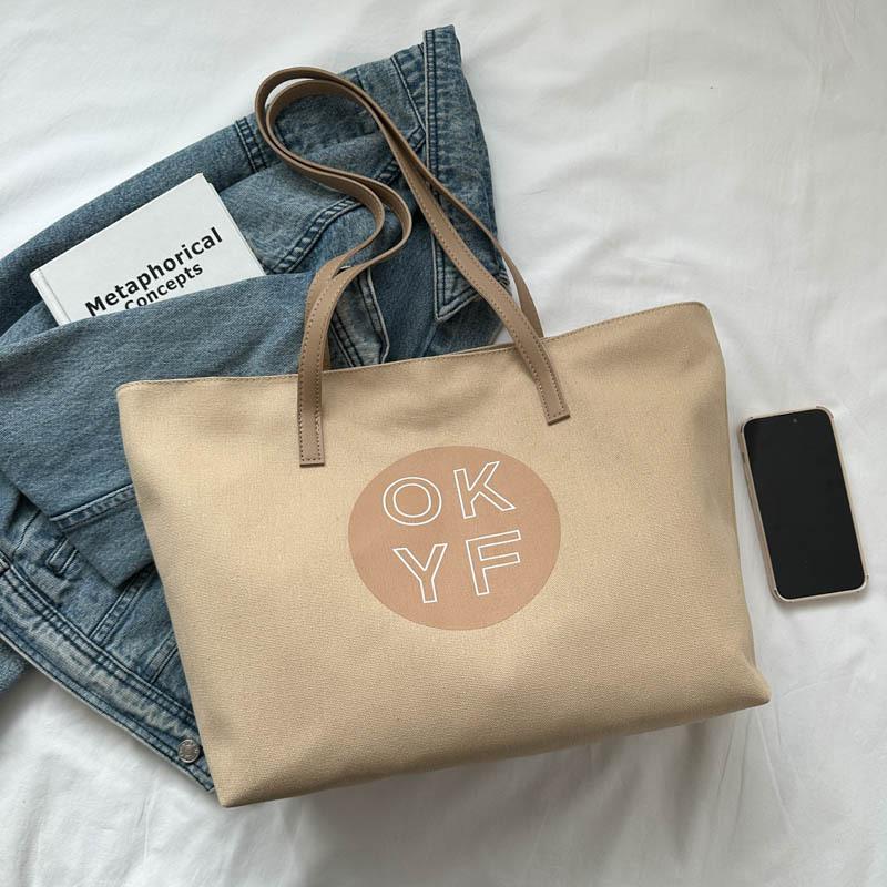 

Large-capacity bag women s 2025 new casual foreign versatile shoulder bag simple canvas portable tote bag хаки
