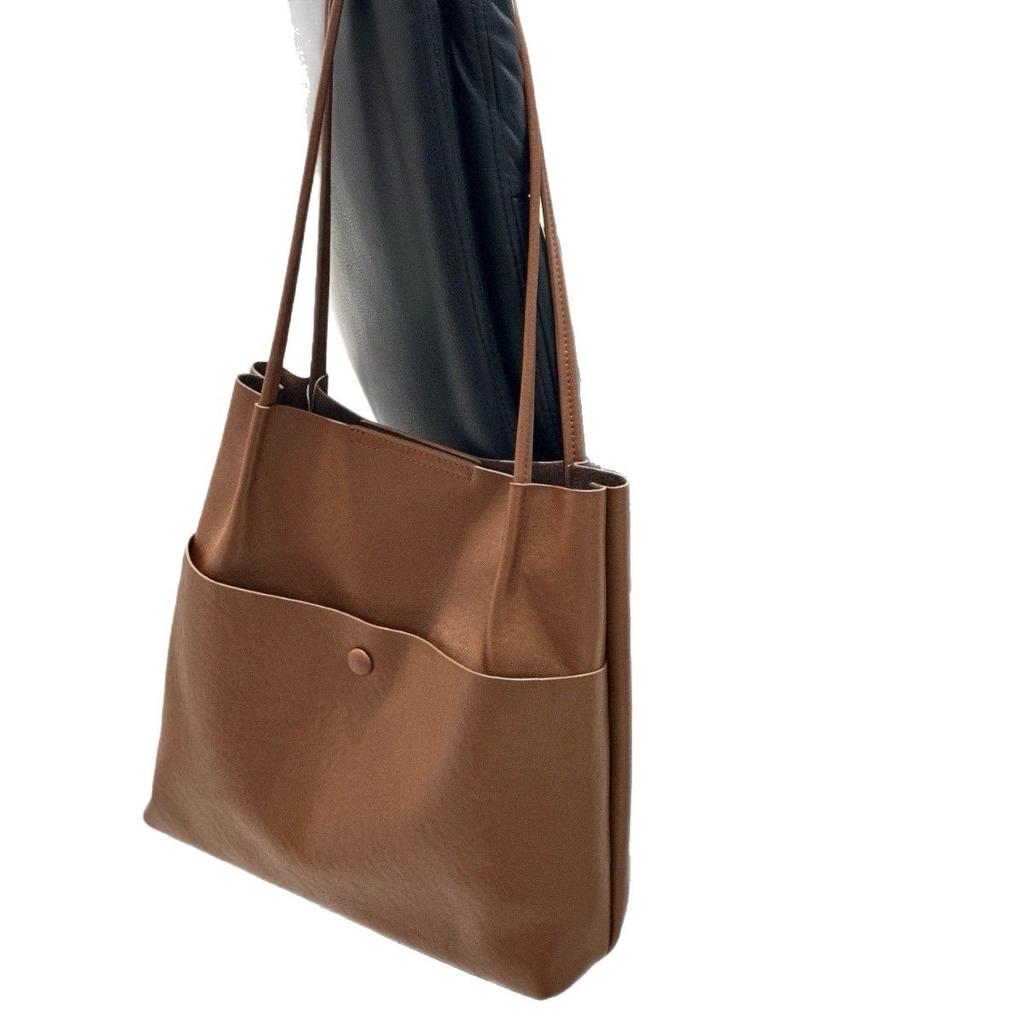 Borsa tote in pelle da pendolare per il tempo libero di grande capacità da donna 2025 nuova semplice e alla moda a spalla singola borsa madre e figlio