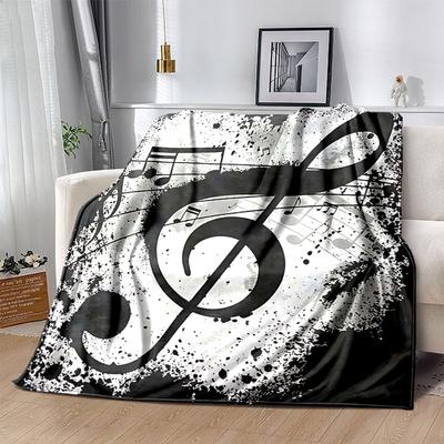 1pc Music Notes Treble Clef Blanket Home Decor, Sofa Throw, Outdoor Blanket .W084