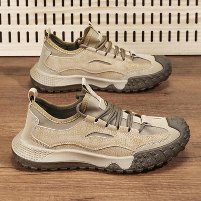 Autumn 2025 New Men's Shoes Leather Casual Versatile Soft-soled Sneakers Non-slip Wear-resistant Outdoor Low-top Hiking Shoes