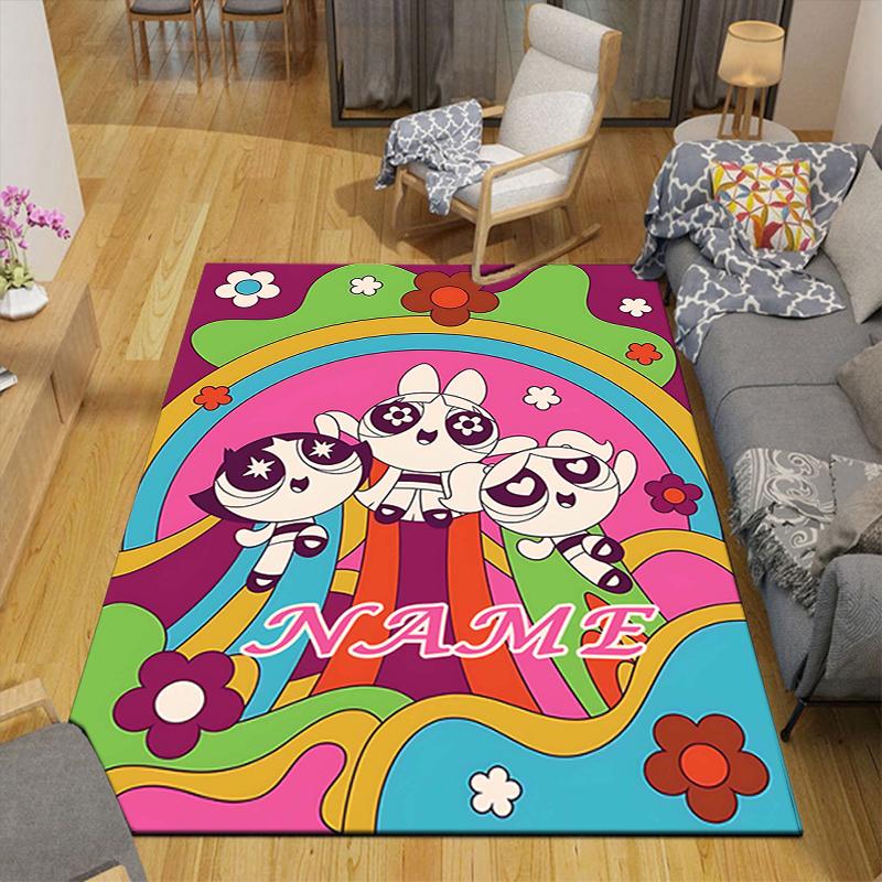 Custom 1Pc Powerpuff Girls Rainbow Rug Office Carpet Indoor Outdoor Entrance Doormat Nonslip Soft And Comfortable Living Room D491514