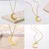 Stainless Steel Moon Pendant Necklace Ayatul Kursi Crescent Clavicle Chain Arabic Religious Islamic Choker Jewelry Gift