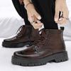 Fashion Italian Casual Leather High Top Boots Comfy Men Ankle Boot Fashion Luxury Brand Men Lace-up Boots New Design Outdoor Hiking Boot