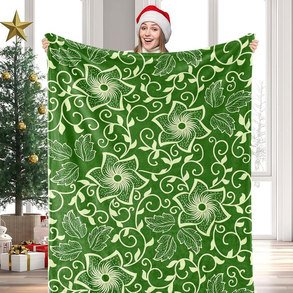 Green Vine Whimsy Winter Summer Flannel Blanket Throw Fleece Soft Fuzzy Plush Cozy Fleece Blankets for Sofa Ideal Gifts