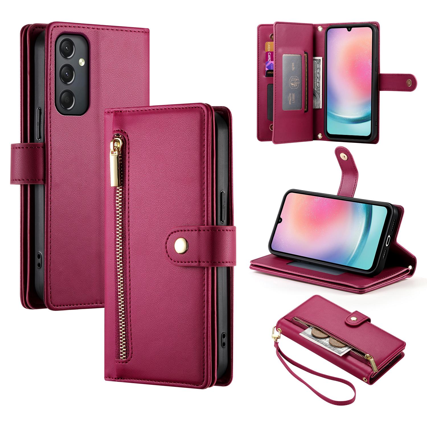

DF-011 For Samsung Galaxy A24 4G (162.1 X 77.6 X 8.3mm) Case Zipper Wallet Leather Phone Cover F
